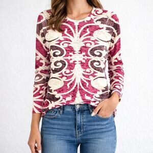 Before+Again Shirt Long Sleeve Cotton Blend Mauze Tan Made in USA Women's XS